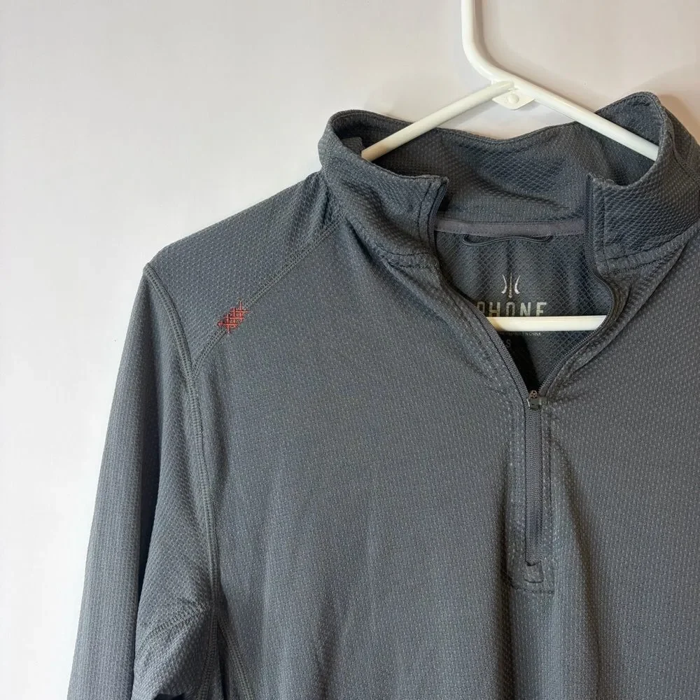 RHONE Charcoal Long Sleeve Quarter-Zip Sweatshirt size Small